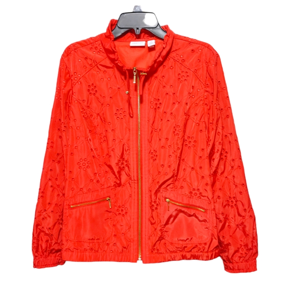 Chico's Zenergy Orange  Amelia All-Over Eyelet Jacket Women's Size Extra Large 3 - Picture 3 of 13